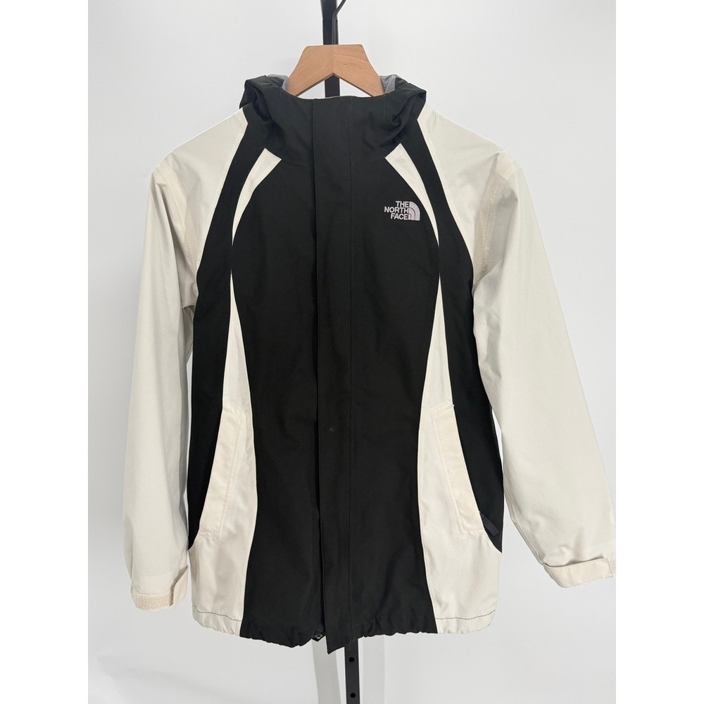 The North Face Girls 3-in-1 HyVent Hooded Jacket Fleece Liner Cream Black XL